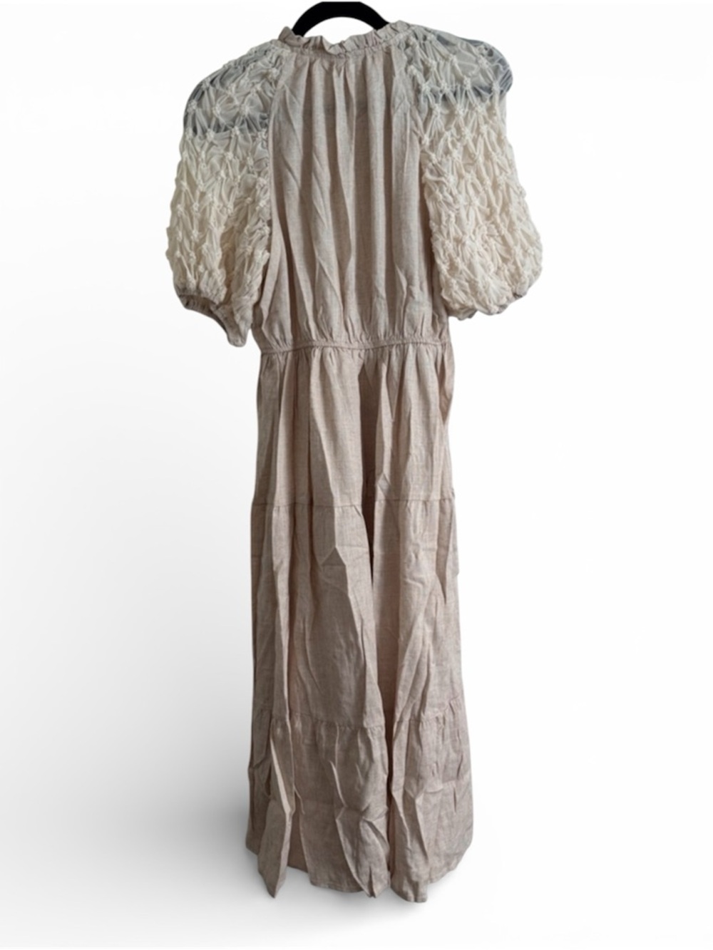 NWT Umgee Cream Puff-Sleeve Tiered Maxi Dress - Picture 5 of 5